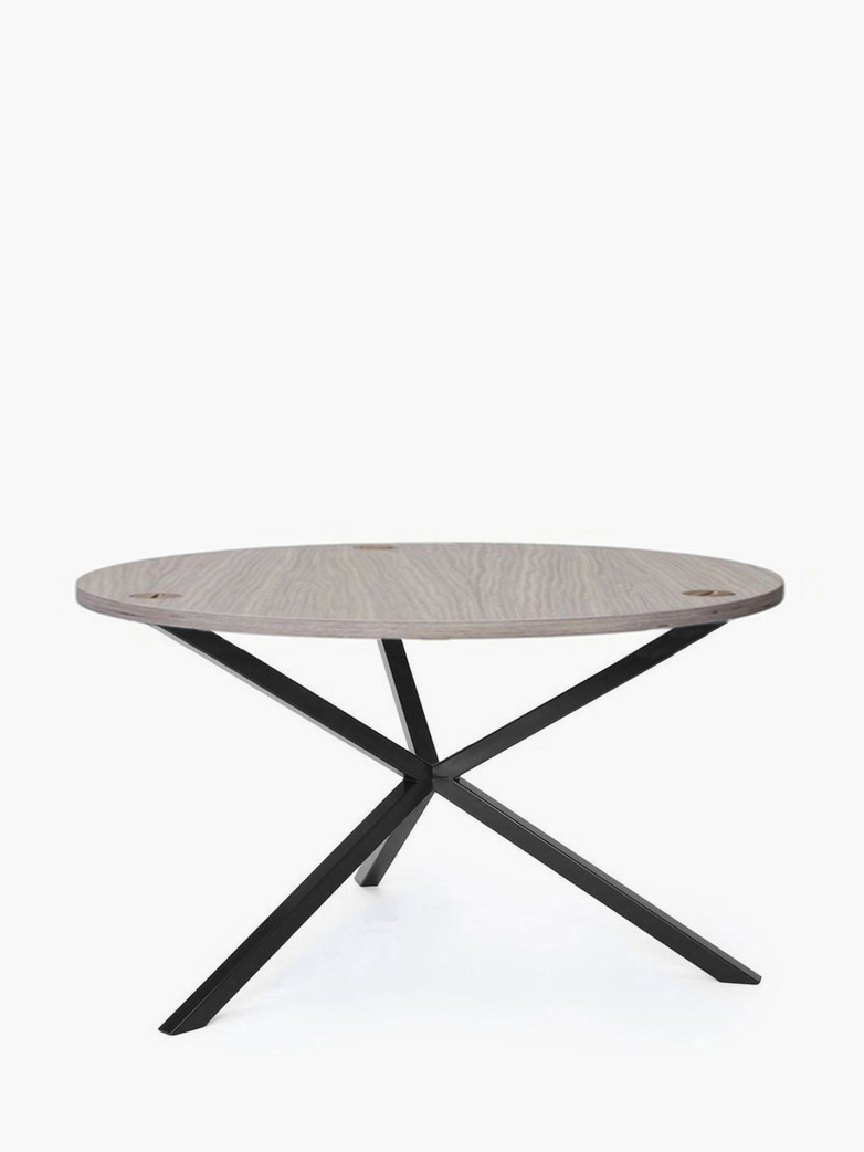 NEB Round Coffee Table – Clear Oak/Black – Ø80 – High