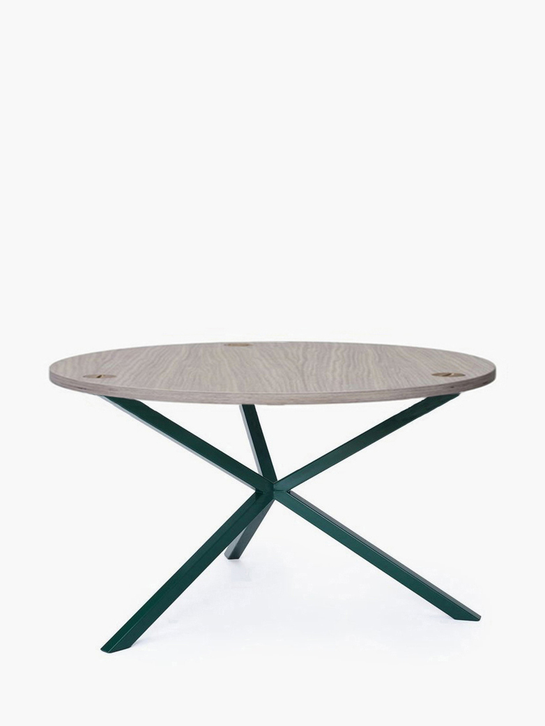 NEB Round Coffee Table – Clear Oak/Green – Ø100 – High