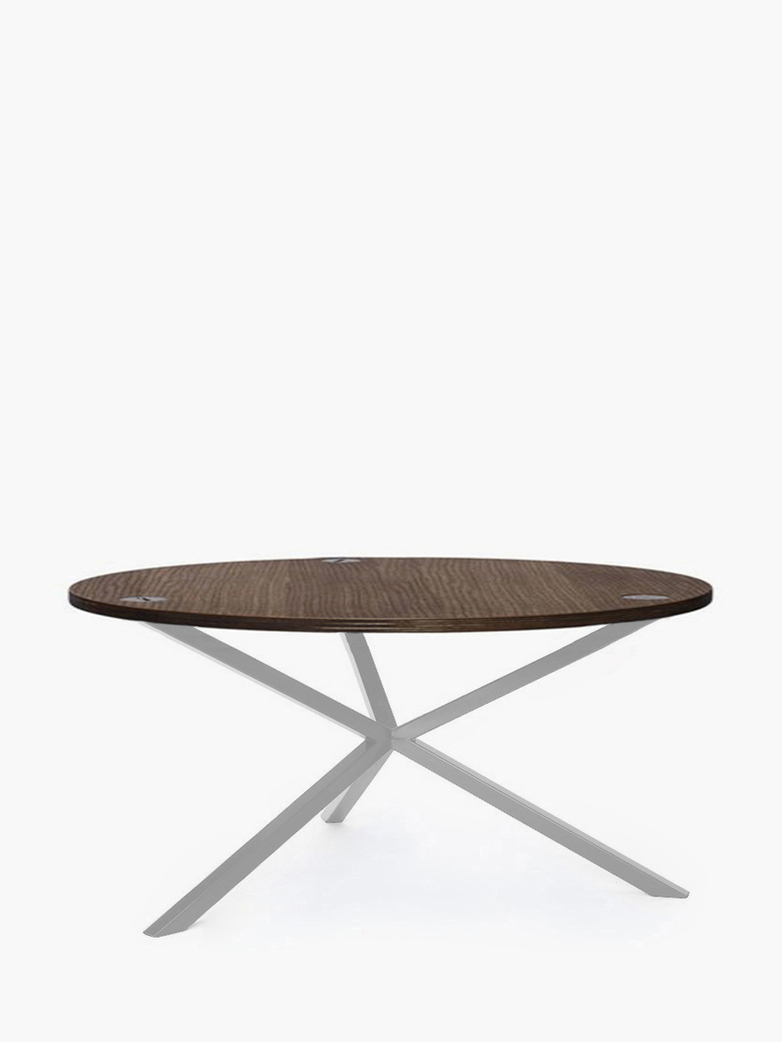 NEB Round Coffee Table – Walnut Colored Oak/White