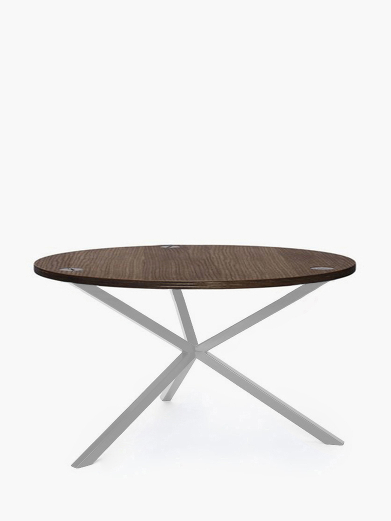 NEB Round Coffee Table – Walnut Colored Oak/White – Ø80 – High