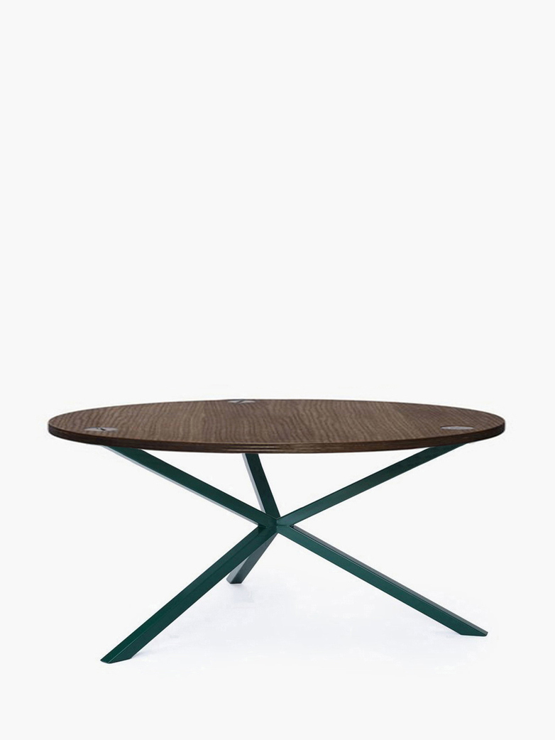 NEB Round Coffee Table – Walnut Colored Oak/Green – Ø100 – Low