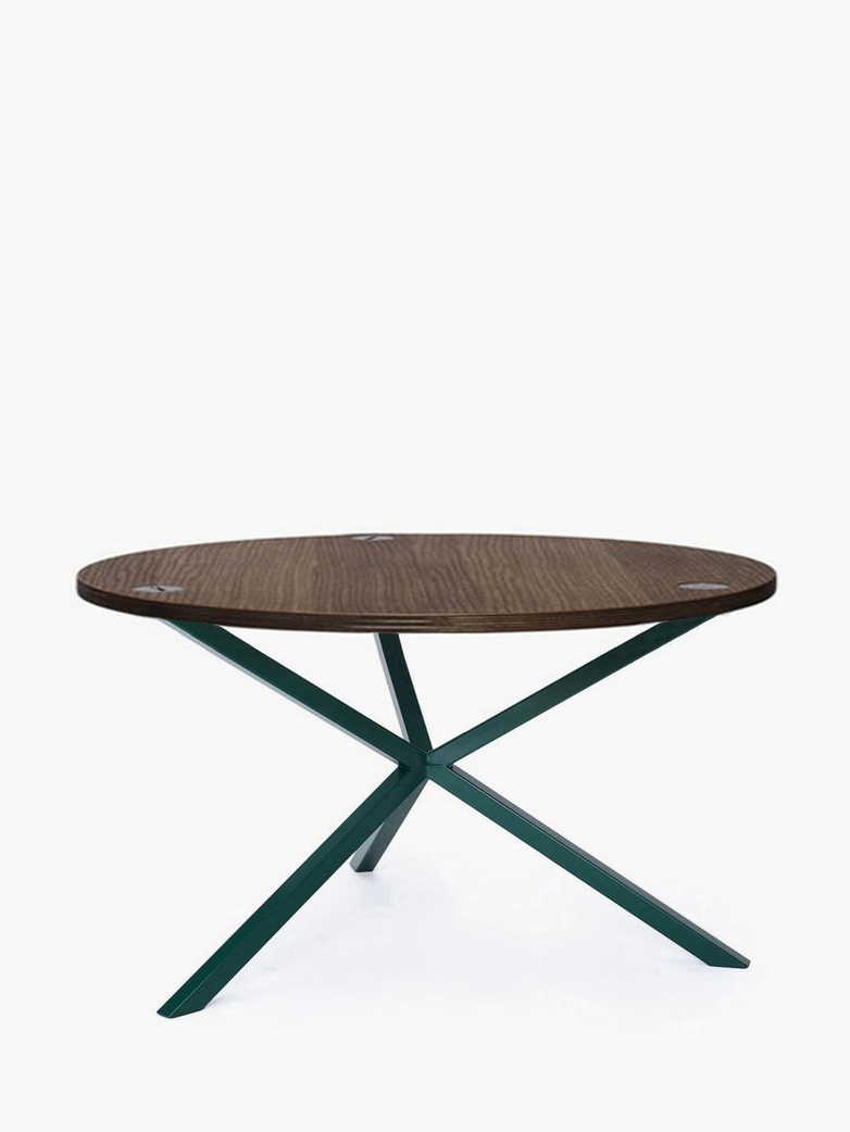 NEB Round Coffee Table – Walnut Colored Oak/Green – Ø100 – High