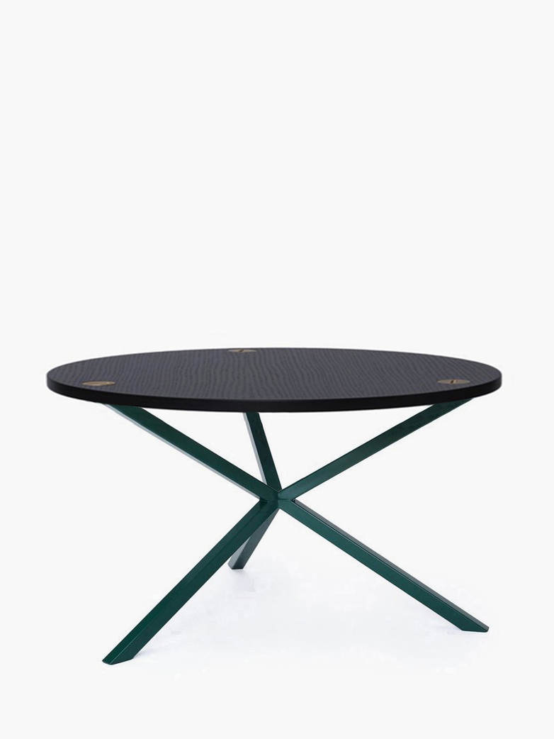 NEB Round Coffee Table – Black Oak/Green – Ø80 – High