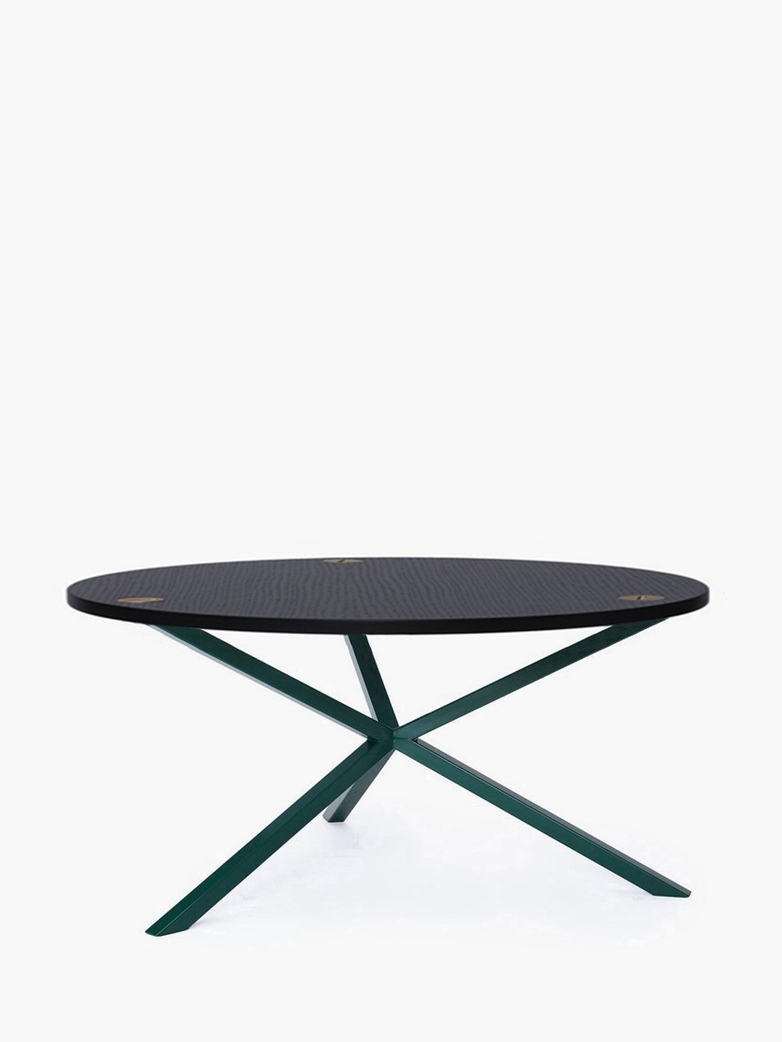 NEB Round Coffee Table – Black Oak/Green – Ø100 – Low