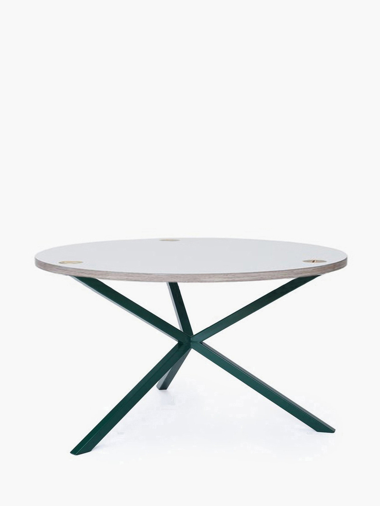 NEB Round Coffee Table – White Laminate/Green – Ø80 – High