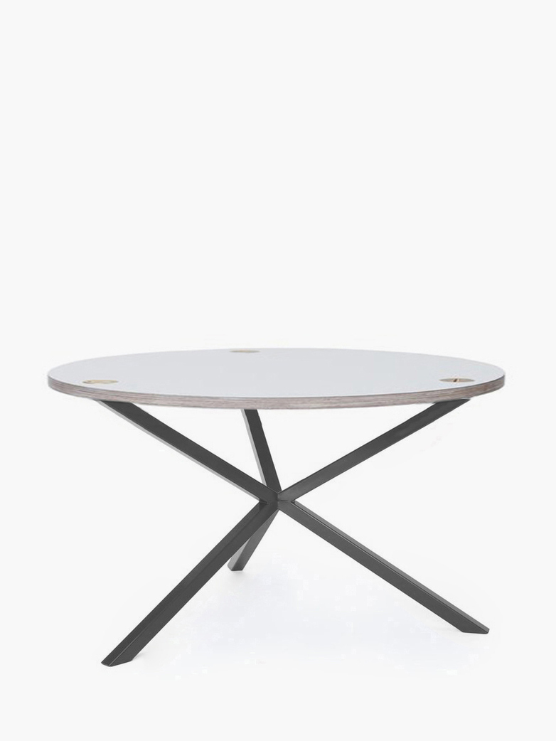NEB Round Coffee Table – White Laminate/Grey – Ø80 – High