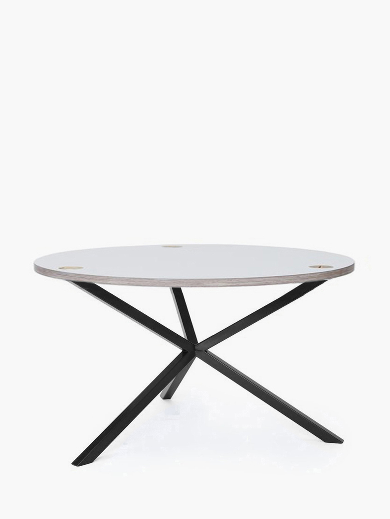NEB Round Coffee Table – White Laminate/Black – Ø100 – High