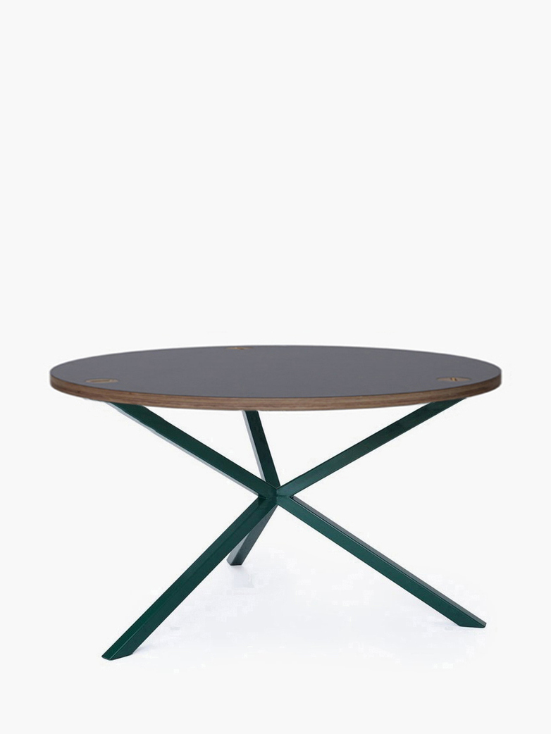 NEB Round Coffee Table – Grey Laminate/Green – Ø100 – High