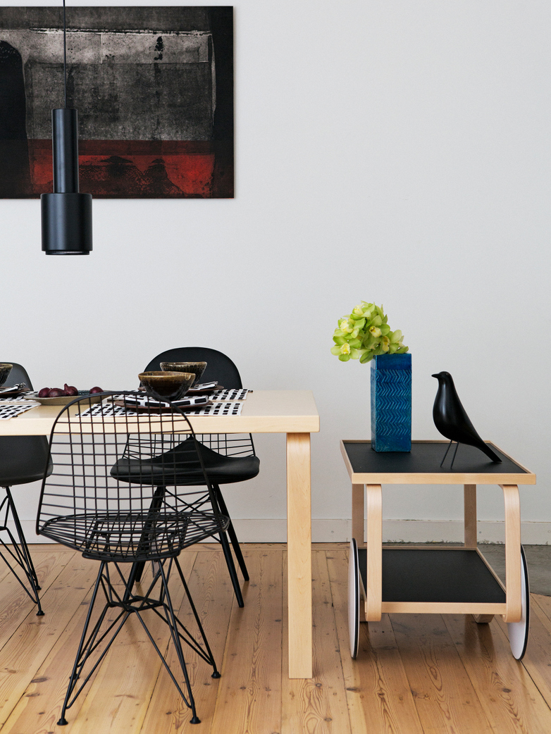 Tea Trolley 901 - Birch - Shleves With Black Linoleum