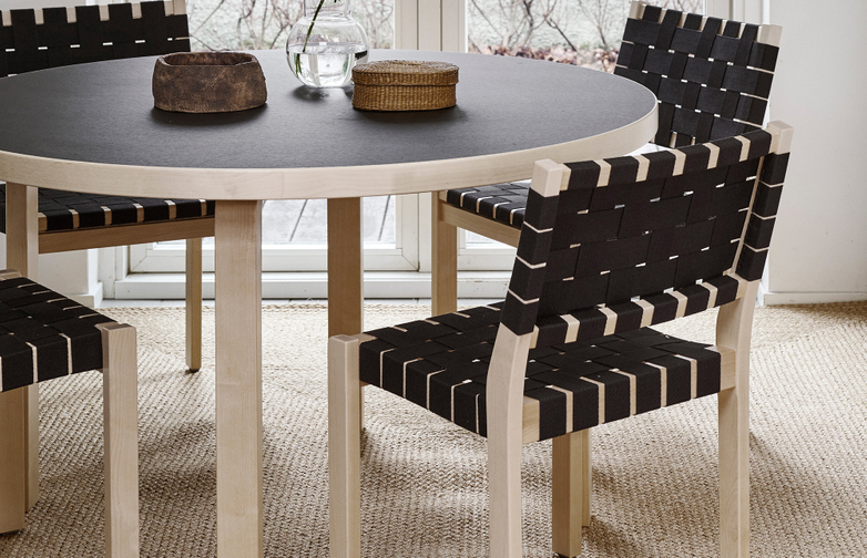 Aalto Table Round 90A - Black Linoleum - 100cm