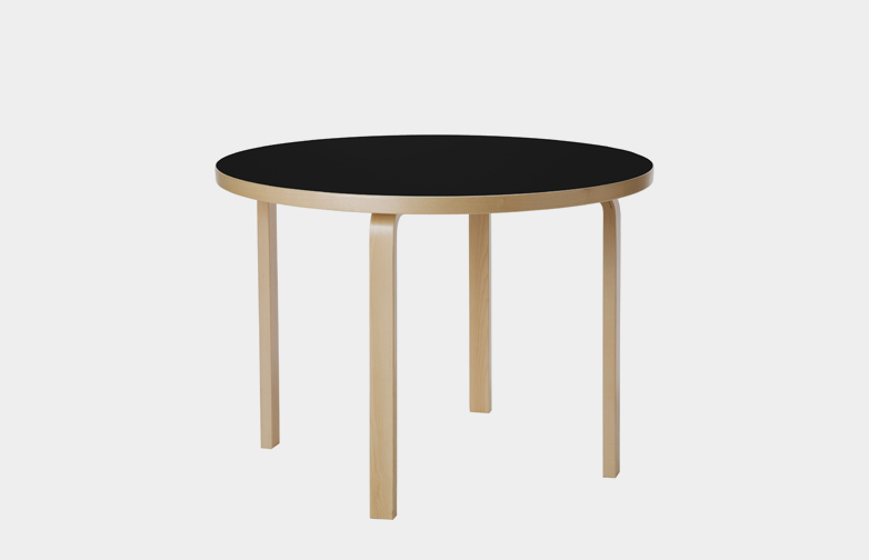 Aalto Table Round 90A - Black Linoleum - 100cm