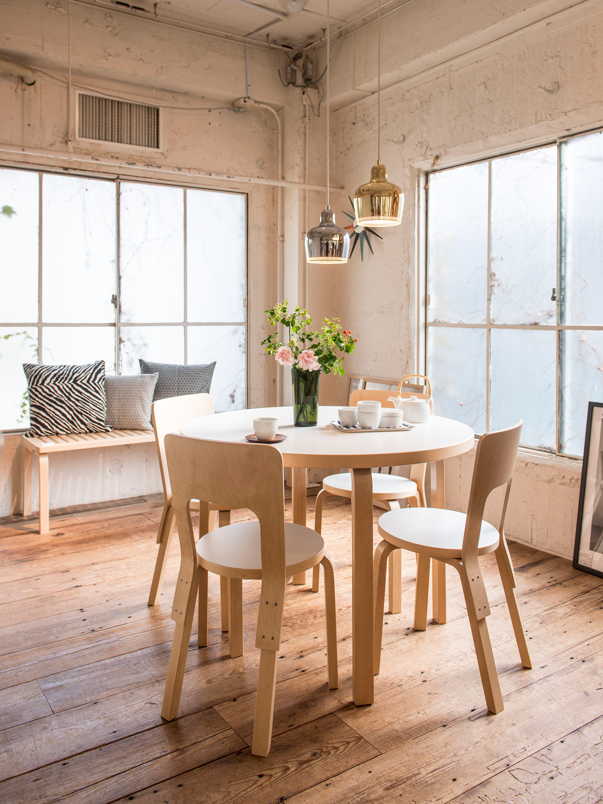 30956 D096cc35c5 1843673 Aalto Table 90a Chair 66 Bench 153a Pendant Light A330s Golden Bell Cushion Zebra And H55 Master112086 Portrait