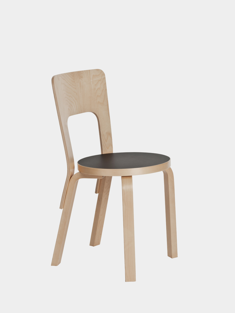 Chair 66 - Seat Black Linoleum - Edge Natural Birch