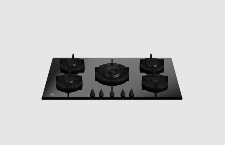 90 cm gas on glass hob with central wok - Modern Series