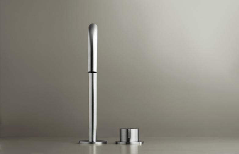 Piet Boon Stainless Steel - Deck Mounted Basin Mixer with Deck Mounted Swivel Spout