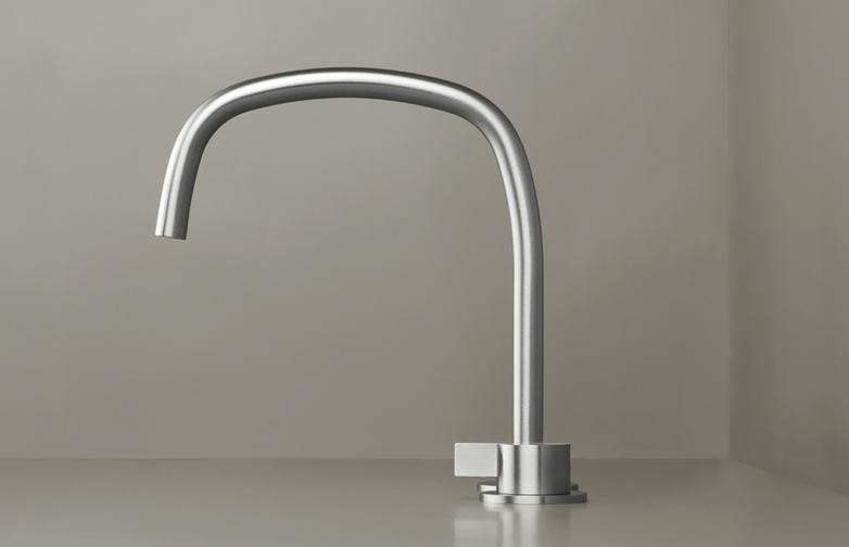 Piet Boon Stainless Steel - Deck Mounted Basin Mixer with Deck Mounted Swivel Spout
