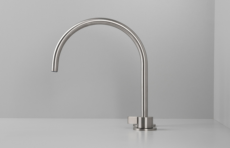 Piet Boon Stainless Steel - Deck Mounted Basin Mixer with Swivel Spout