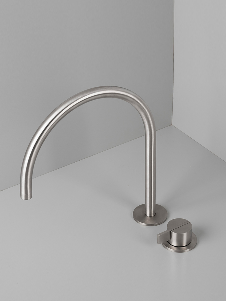 Piet Boon Stainless Steel - Deck Mounted Basin Mixer with Swivel Spout