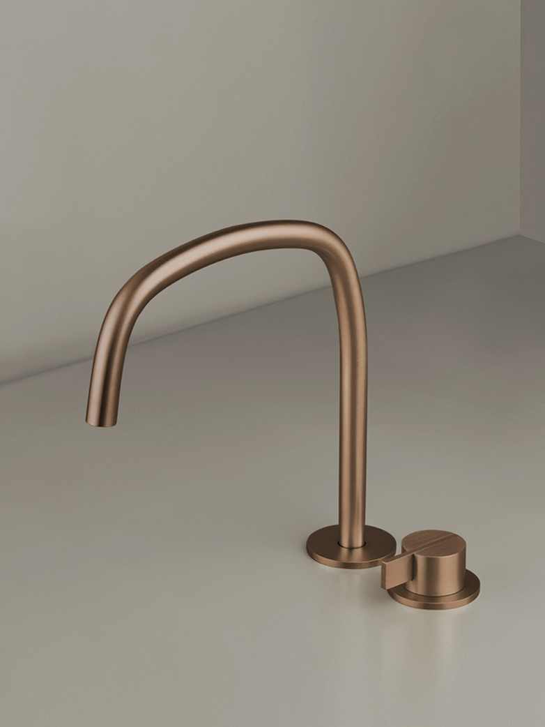 Piet Boon Raw Copper - Deck Mounted Basin Mixer with Deck Mounted Swivel Spout