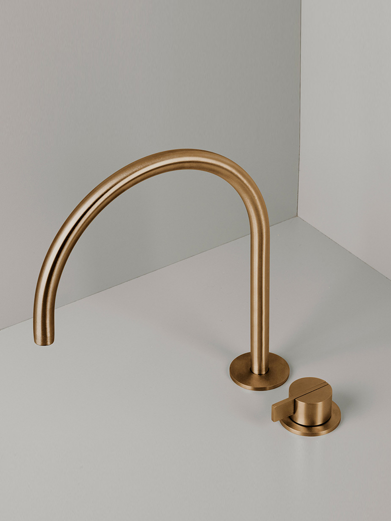 Piet Boon Raw Copper - Deck Mounted Basin Mixer with Swivel Spout