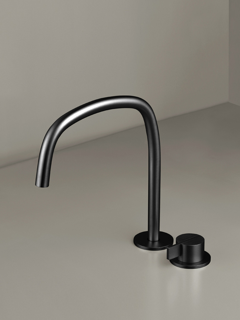 Piet Boon Gun Metal Black - Deck Mounted Basin Mixer with Deck Mounted Swivel Spout