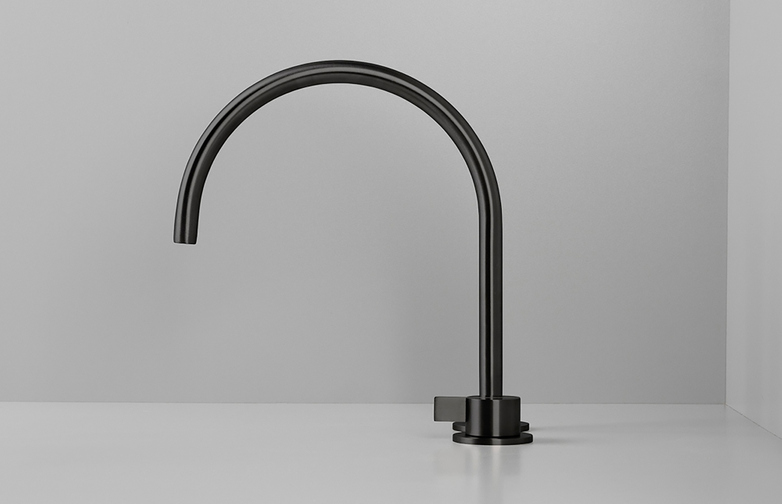 Piet Boon Gun Metal Black Metal - Deck Mounted Basin Mixer with Swivel Spout