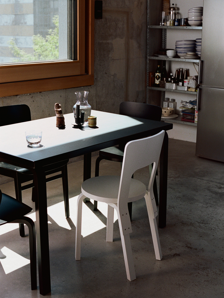 Aalto Table Rectangular 80B - Top Black Linolium - 100x60 cm