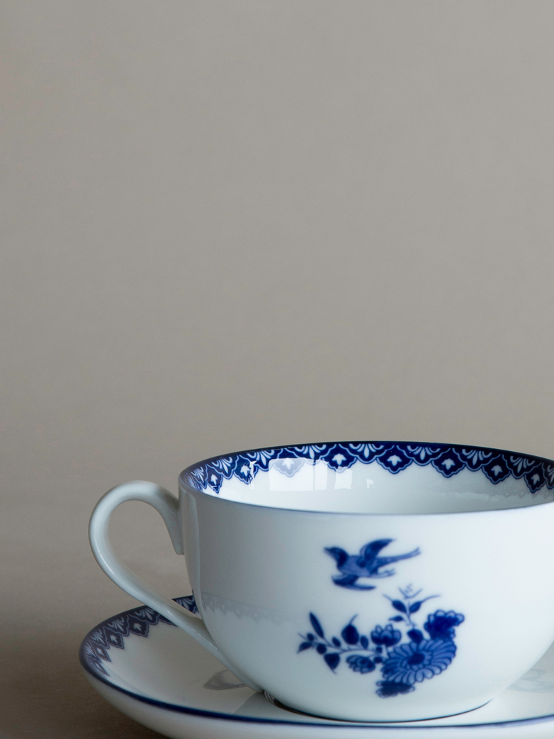 Delft Cup and Saucer Large Set of 2