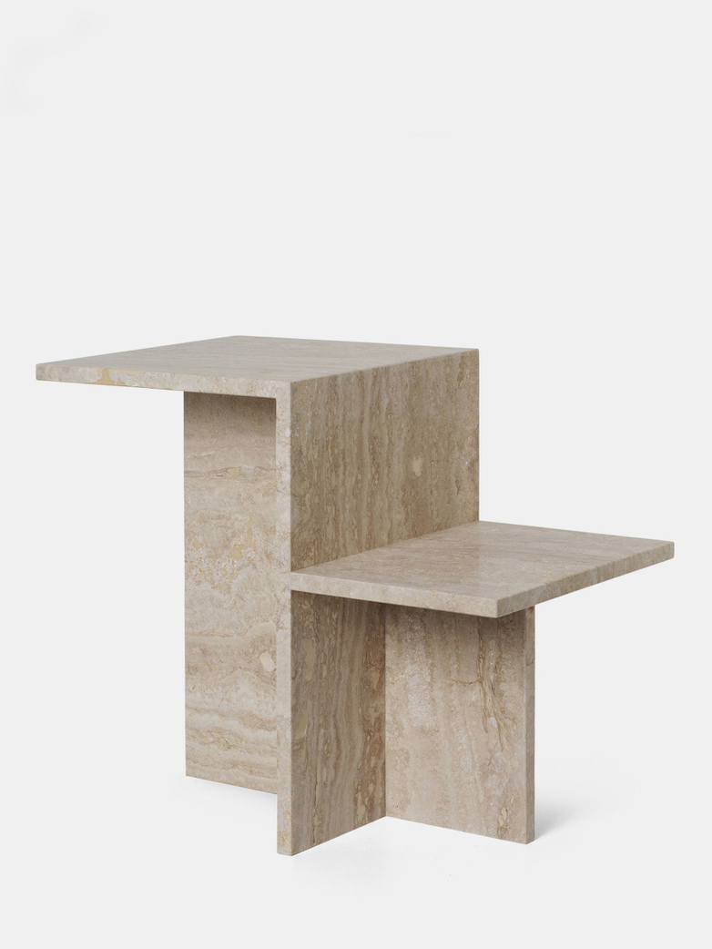 Distinct Side Table - Travertine