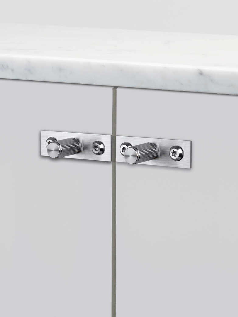 Furniture Knob - Plate - Linear - Steel - Set of two