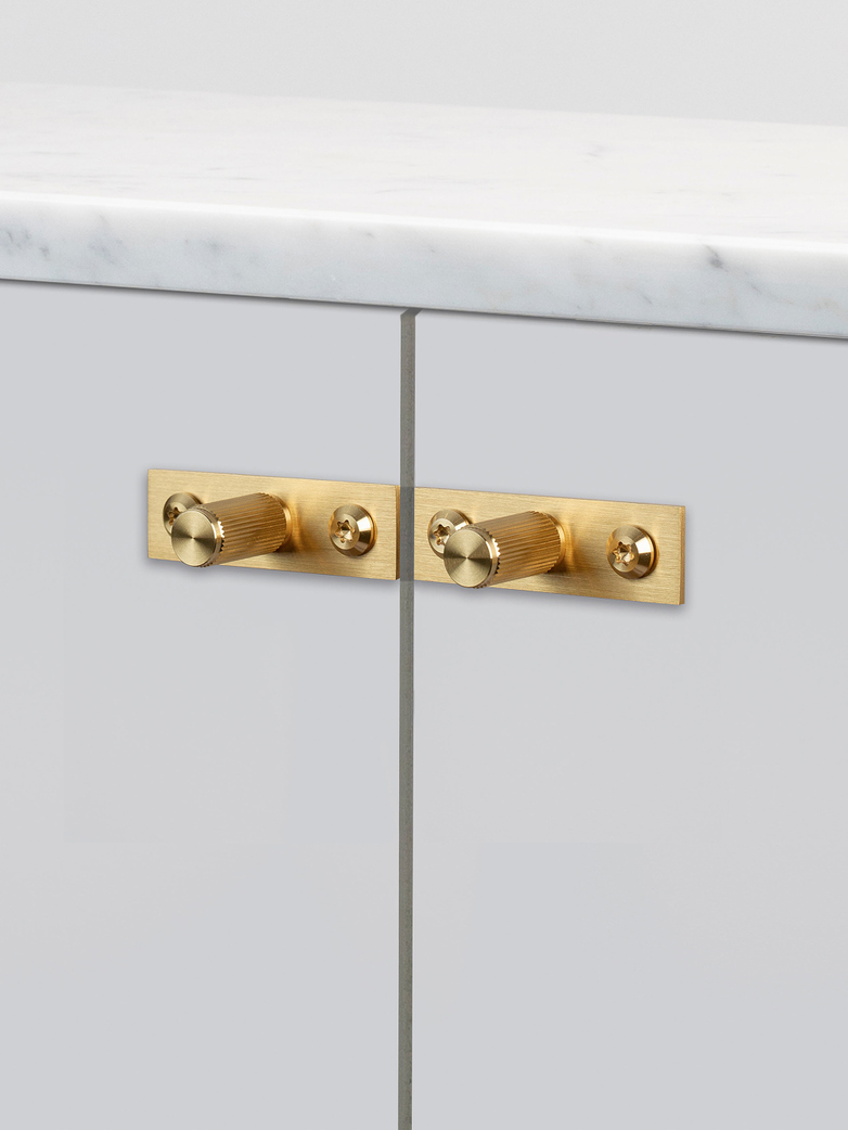 Furniture Knob - Plate - Linear - Brass - Set of two