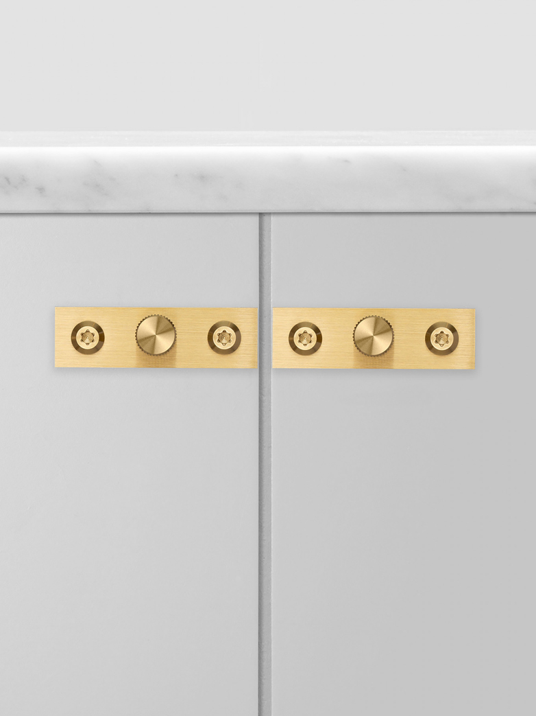 Furniture Knob - Plate - Linear - Brass - Set of two