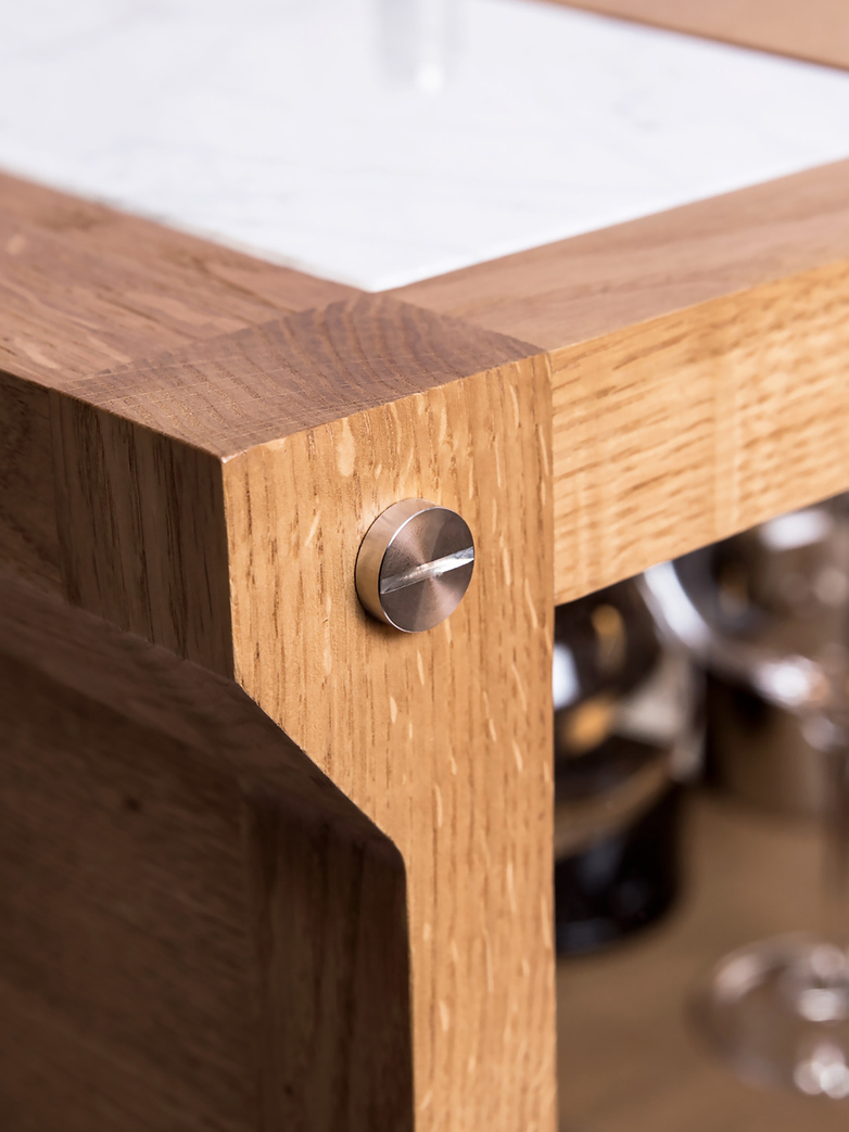 POPSTAR - Oak - Steel - White Marble - Black Leather