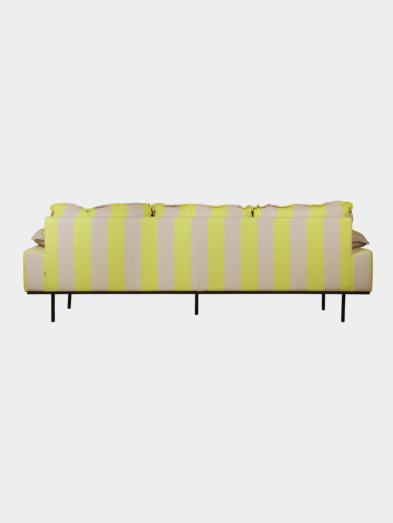 Retro sofa: 4-seats - striped yellow/nude