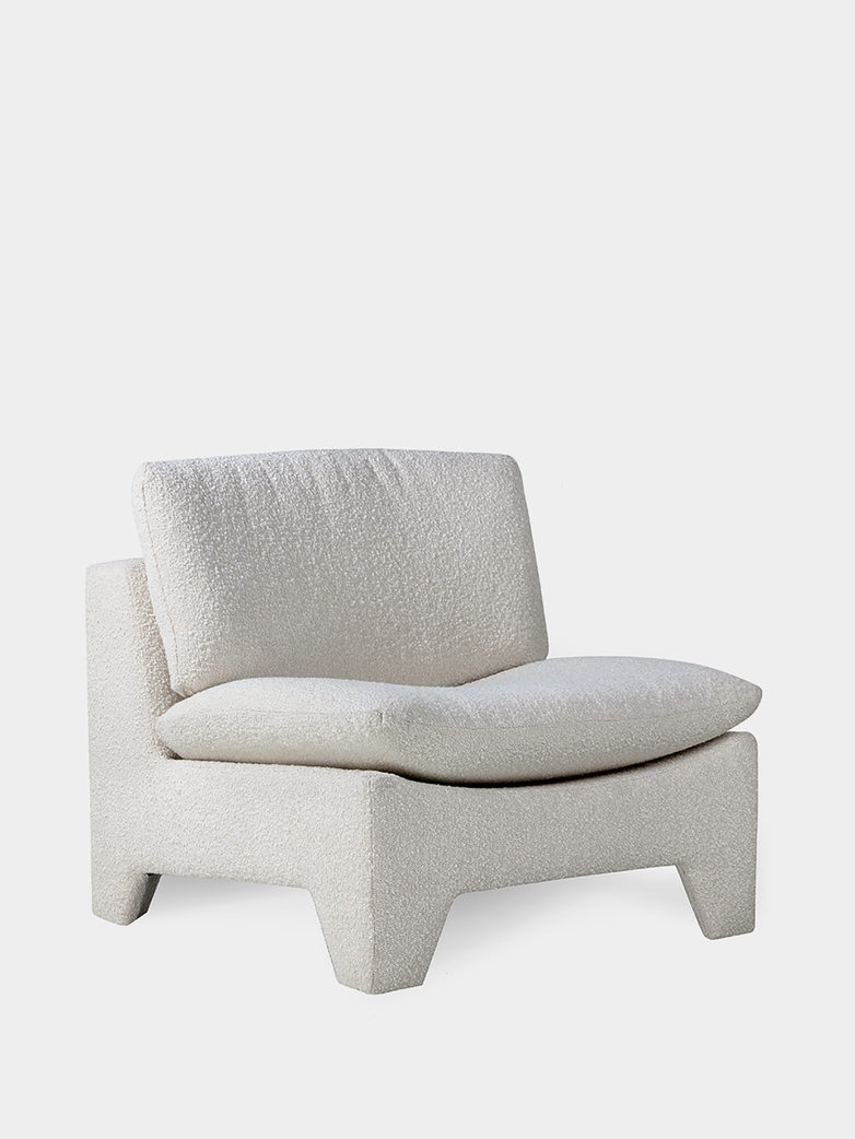 Retro lounge fauteuil - boucle cream