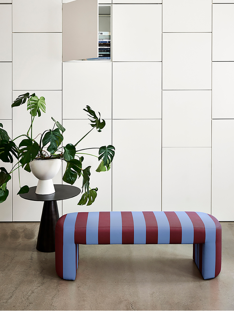 Lobby bench - striped blue/purple