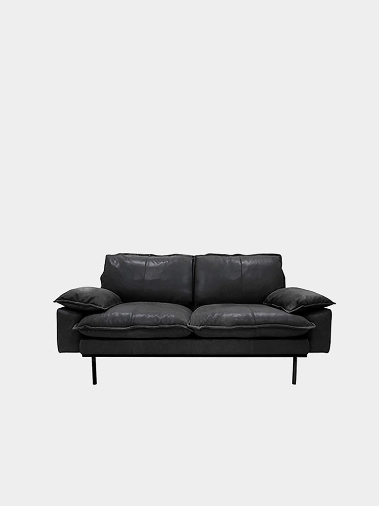 Retro Sofa - Black leather