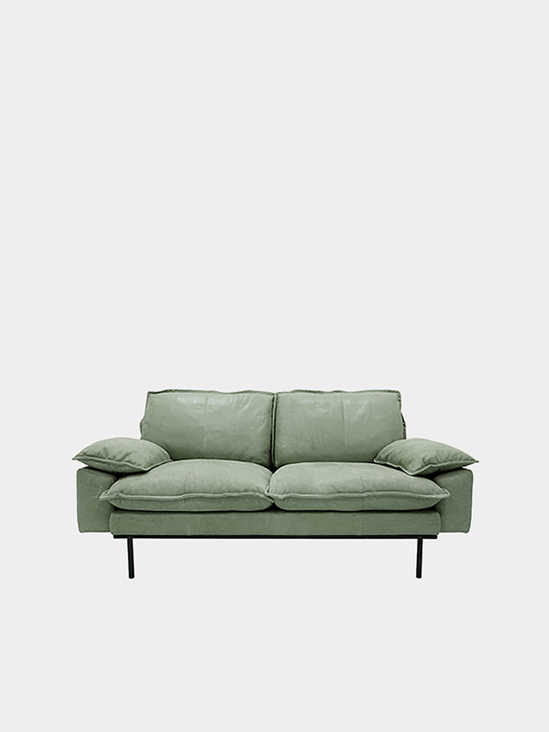 Retro Sofa - Mint green leather