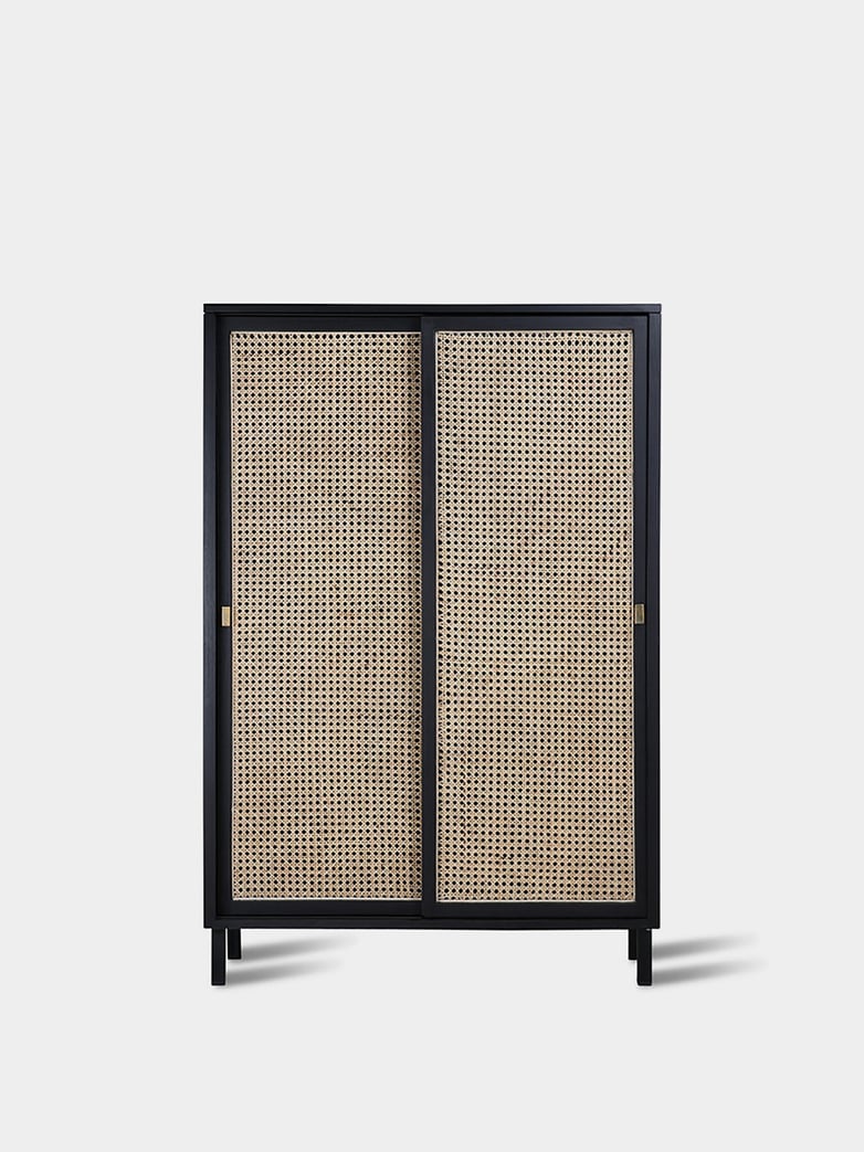 Webbing sliding door cabinet - black