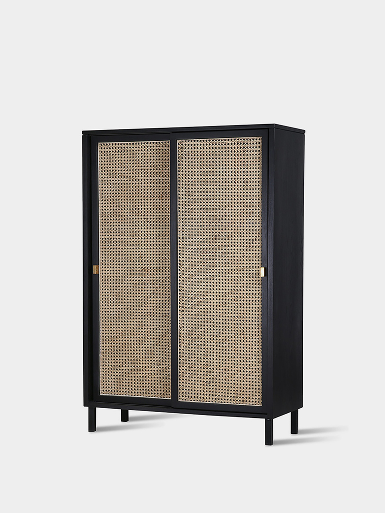 Webbing sliding door cabinet - black