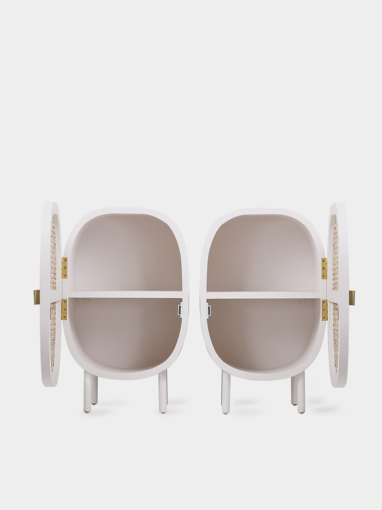 Webbing bedside white set of 2