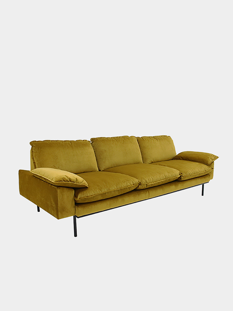 Retro sofa: 4 seater - ochre