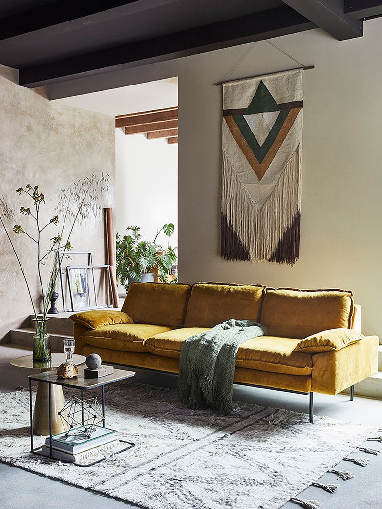 Retro sofa: 4 seater - ochre