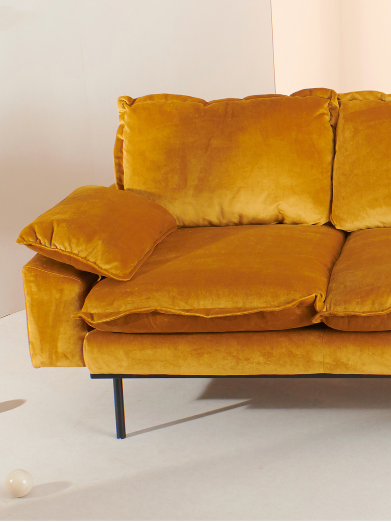 Retro sofa: 3 seater - ochre
