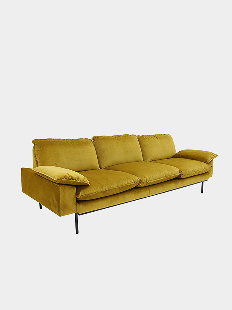 Retro sofa: 3 seater - ochre