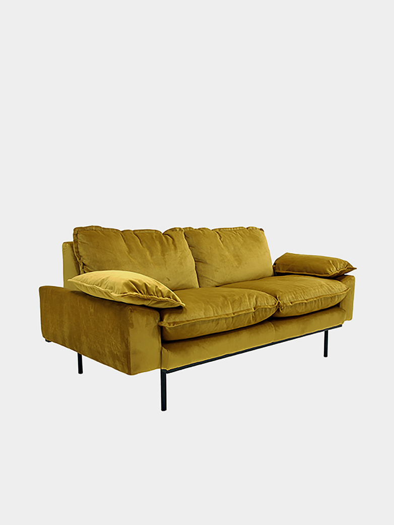 Retro sofa: 2 seater - ochre