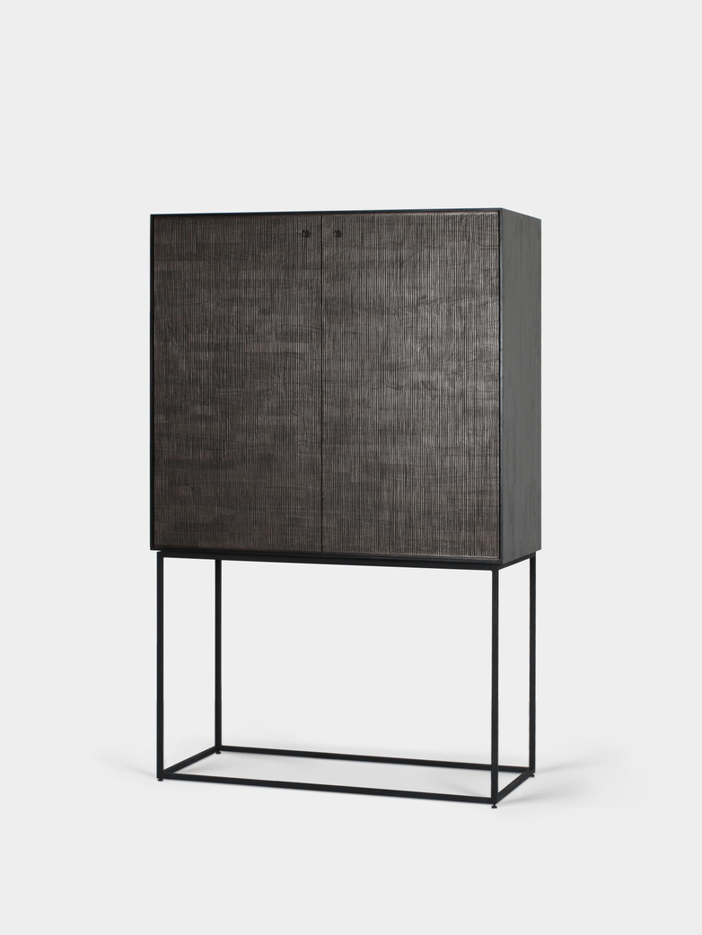 Grooves Storage Cupboard – Teak Dark