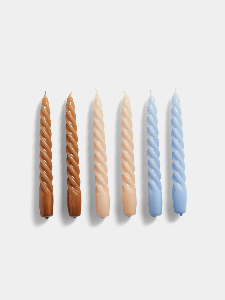 Glossy Twist Candles - Set of 6 - Caramel - Peach - Lavender