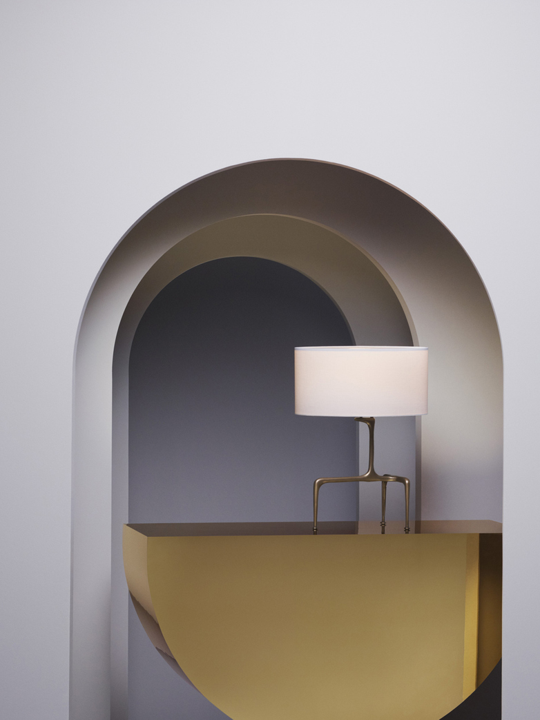 Braque Table Lamp - Bronze/Slate Grey Silk