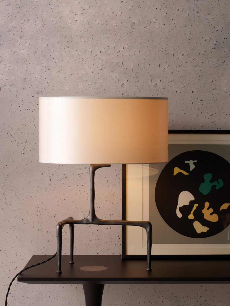 Braque Table Lamp - Bronze/Slate Grey Silk